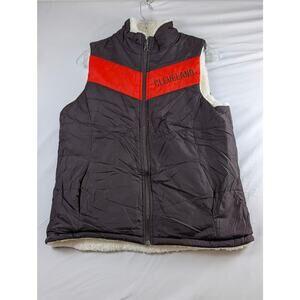 NFL Team Cleveland Browns Womens Small Faux Fur Full Zip Reversible Vest NWOT